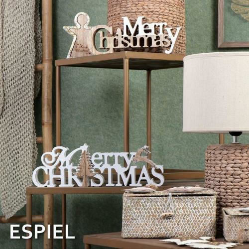 Espiel Christmas Wooden Figure Sign Brown Length 30cm Merry Christmas Merry Christmas