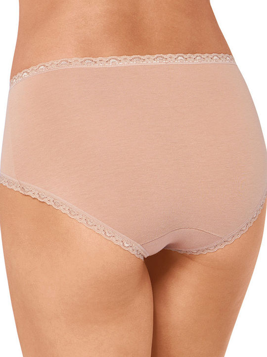 Sloggi 24/7 Midi Baumwolle Hochtailliert Damen Boxer mit Spitze Beige