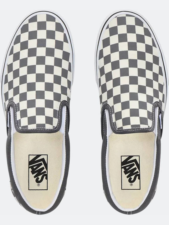 Checkerboard Classic Men's Canvas Slip-Ons Gray
