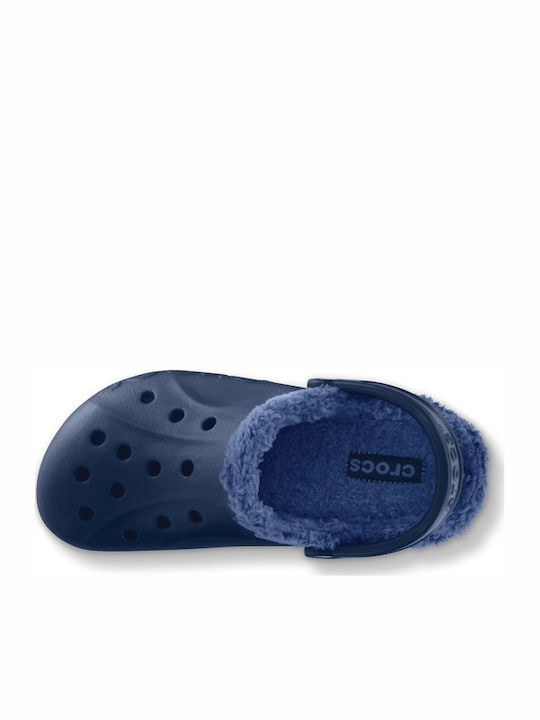 Crocs Baya Lined Femei Anatomici Sabot cu blană Albastre