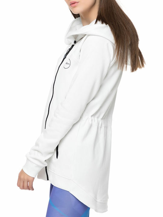 GSA Cross Zipper Hoodie 17-27024 Star White Jachetă Hanorac pentru Femei Cu glugă Albă