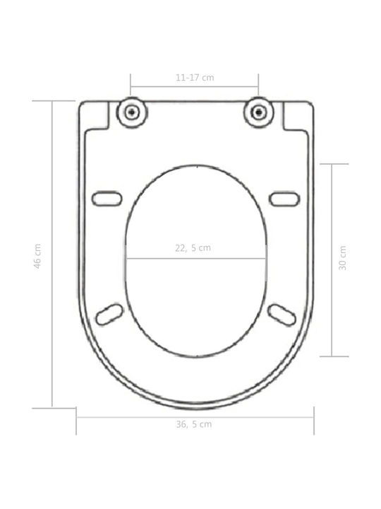 vidaXL Καπάκι Λεκάνης Soft Close Πλαστικό 45x35cm Μαύρο
