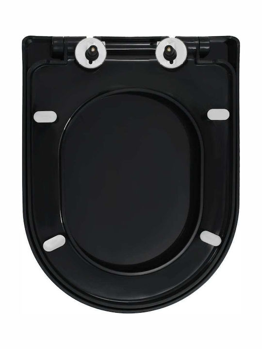vidaXL Plastic Soft Close Toilet Seat Black 46cm