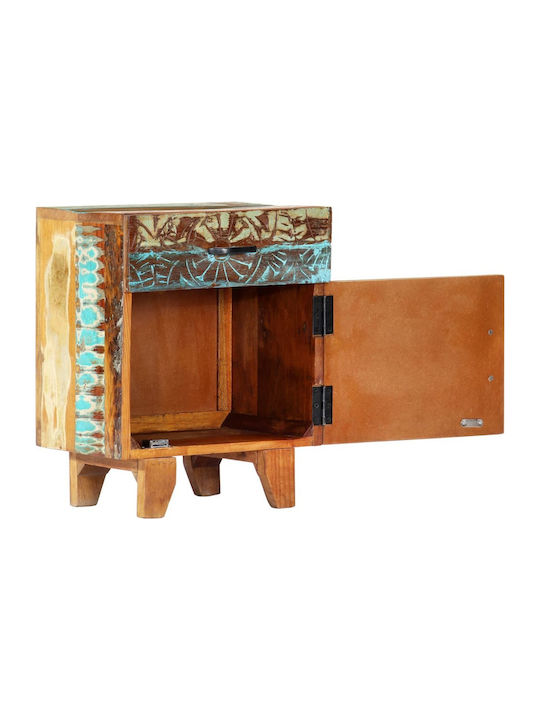 Bedside Table of Solid Wood Multicolour 40x30x50cm