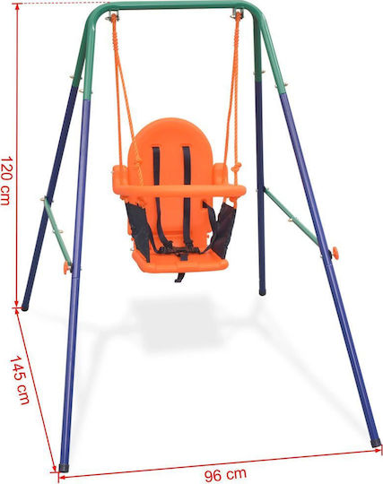 vidaXL Metal with Protector and Seatbelt Swing Set with Stand 120x120x120cm for 6+ months