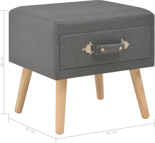 vidaXL Bedside Table with Fabric Upholstery Gray 40x35x40cm