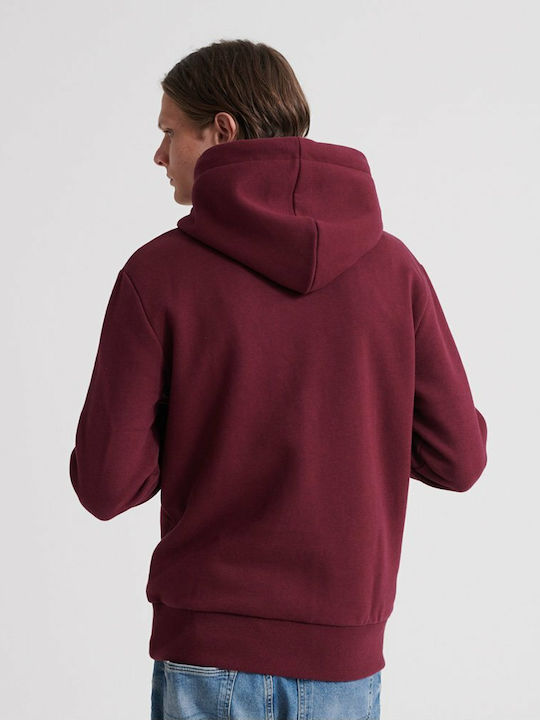 Superdry Demolition Men's Sweatshirt with Hood & Pockets Burgundy