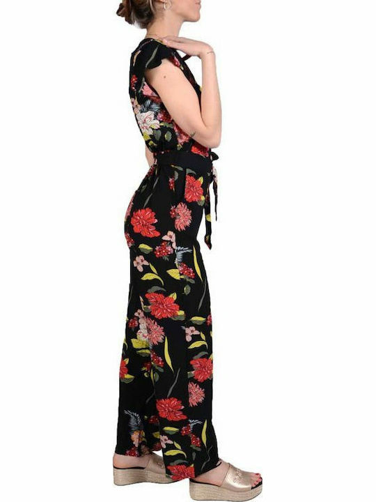 Only Women's Short-sleeved One-piece Suit Black Floral