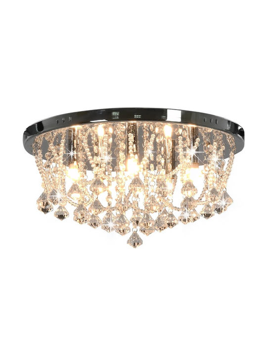 vidaXL Light Round Silver Beads Ceiling Mount Light 45cm Silver with Socket G9 with Crystals