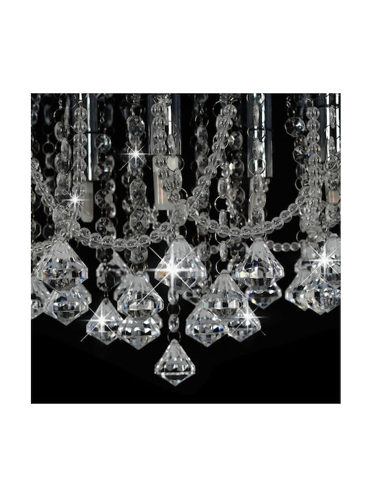 vidaXL Light Round Silver Beads Ceiling Mount Light 45cm Silver with Socket G9 with Crystals