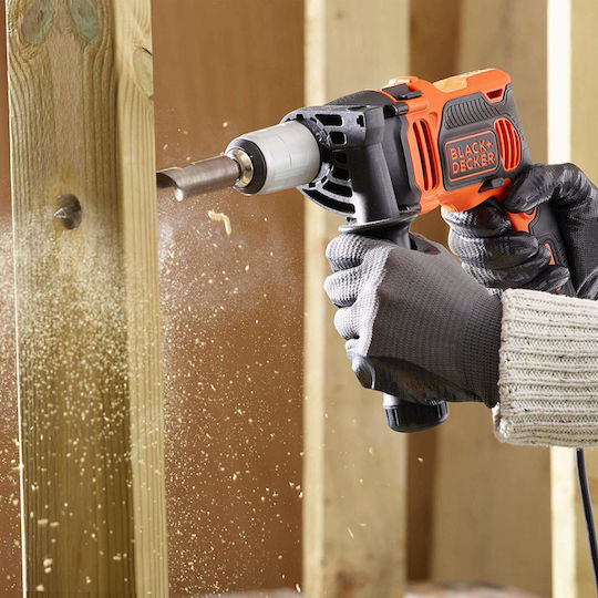 Black & Decker Κρουστικό Δράπανο 850W με Θήκη και με Εργαλειοθήκη με Τρυπάνια, Καρυδάκια και Αντάπτορες Καταβιδιών