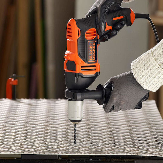 Black & Decker Κρουστικό Δράπανο 850W με Θήκη και με Εργαλειοθήκη με Τρυπάνια, Καρυδάκια και Αντάπτορες Καταβιδιών