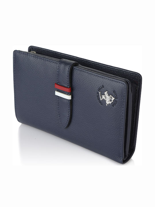 Large Leather Women's Wallet Classic Navy Blue