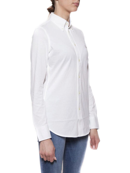 Women's Pique Monochrome Long Sleeve Shirt White