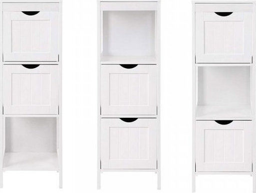 Songmics Подов Рафт за баня Дървен с 3 рафта 30x30x89см Бял