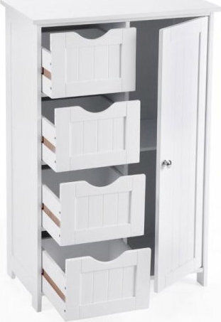 Songmics Dulap de baie cu 4 sertare Cabinet de baie L55xA30xÎ81cm Alb