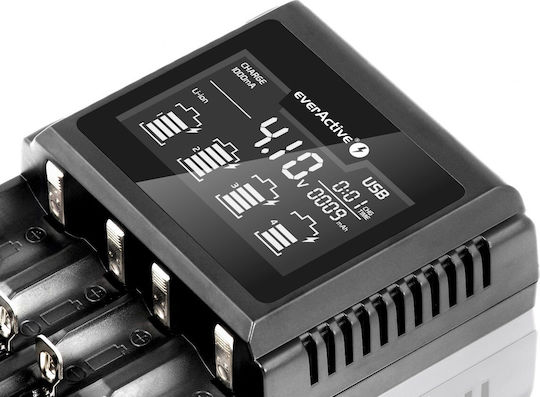 EverActive UC-4000 Ladegerät 4 Batterien Li-Ion/Ni-MH Größe AA/AAA/D/18650/16340/26650/14500