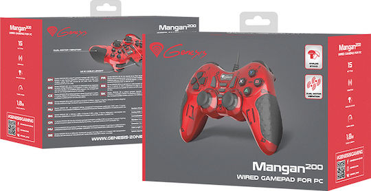 Genesis Mangan 200 Жичен Геймпад За PC Червен