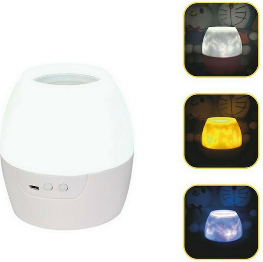 Aca Led Παιδικό Φωτιστικό Projector με Προβολή Σχεδίων με Εναλλαγές Χρωματισμών Λευκό 16x10cm