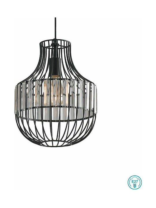 Fan Europe Opium Κρεμαστό Φωτιστικό Μαύρο με Ντουί E27 30x120εκ.