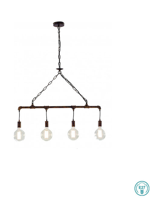 Fan Europe Amarcord Pendant Chandelier Rail for 4 Bulbs E27 Brown