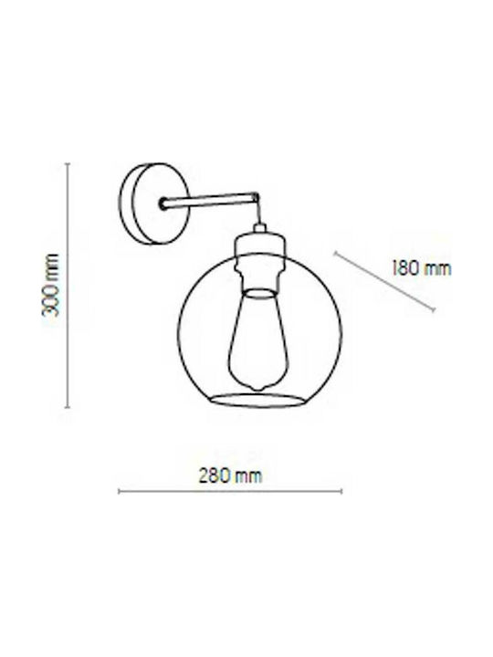 TK Lighting Cubus Modern Lamp Wall with Socket E27 Black 28.5x28cm