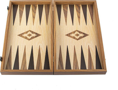 Manopoulos Oak & Walnut Replica Handmade Backgammon Wooden with Checkers 52x52cm