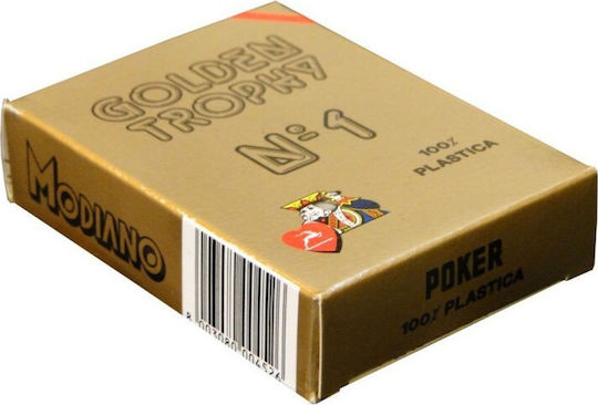 Modiano Poker Golden Trophy Τράπουλα Πλαστική για Poker Κόκκινη