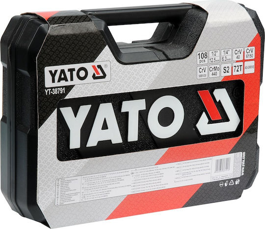 Yato Set de chei tubulare și clichet 1\2" & 1\4" 108buc