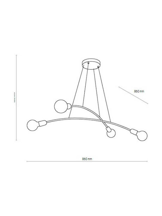 TK Lighting Helix Μοντέρνο Κρεμαστό Φωτιστικό Πολύφωτο για 4 Λαμπτήρες E27 σε Μαύρο Χρώμα