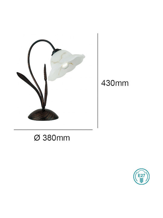 Fan Europe Byron Metal Table Lamp for Socket E27 with White Shade and Brown Base