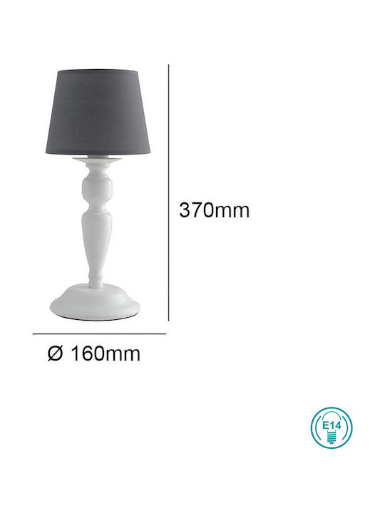Fan Europe Favola Metal Table Lamp for Socket E14 with Gray Shade and White Base