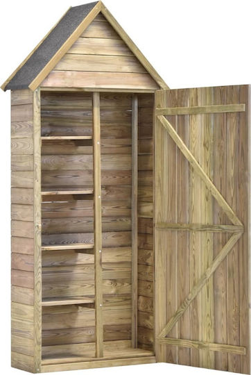 Wooden Garden Warehouse with Single-Leaf Door Brown L0.77xW0.37xH1.78cm