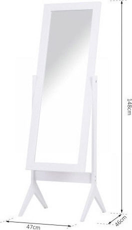 HomCom Floor Mirror with White Wooden Frame 148x47cm