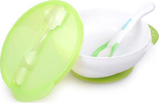 Kidsme Suction Bowl with Ideal Temperature Feeding Spoon Set Lime