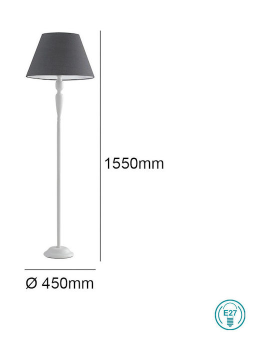 Fan Europe Favola Floor Lamp H155xW45cm. with Socket for Bulb E27 Gray