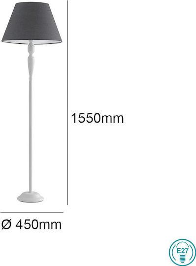 Fan Europe Favola Floor Lamp H155xW45cm. with Socket for Bulb E27 Gray
