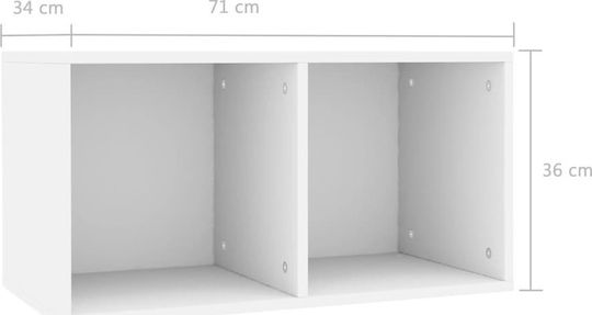 vidaXL Мебел за Hi-Fi Бял 71x36x34см
