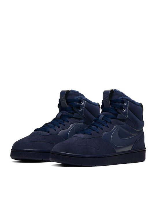 Court Borough Mid 2 Kids Sports Shoes Basketball with Laces Navy Blue