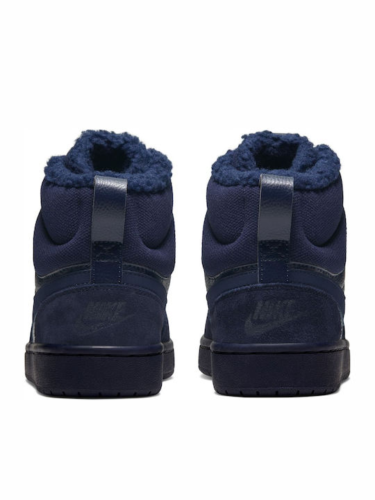 Court Borough Mid 2 Kids Sports Shoes Basketball with Laces Navy Blue