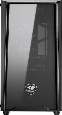 Cougar MG120-G Gaming Mini Tower Κουτί Υπολογιστή με Πλαϊνό Παράθυρο Μαύρο