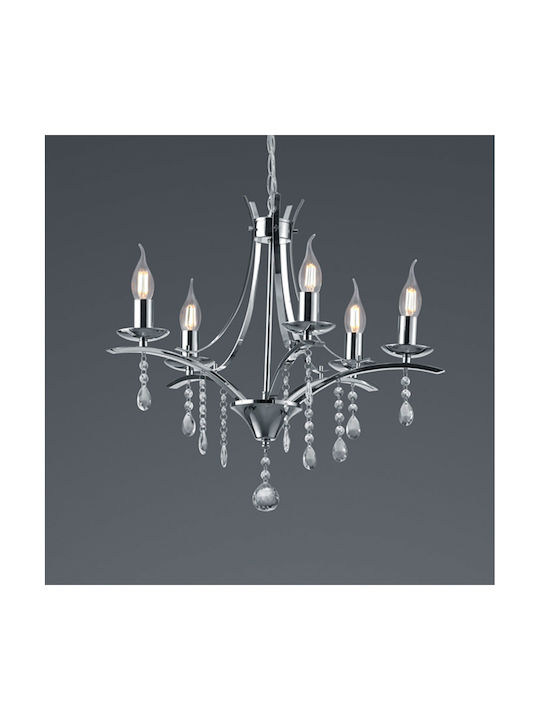 Trio Lighting Lucerna Chandelier Candlestick 5xE14 Silver 52cm 101600506