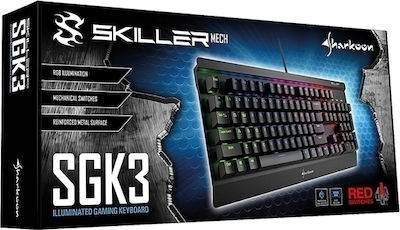 Sharkoon Skiller SGK3 Gaming Tastatură Mecanică cu Kailh Blue comutatoare și iluminare RGB (Engleză US)