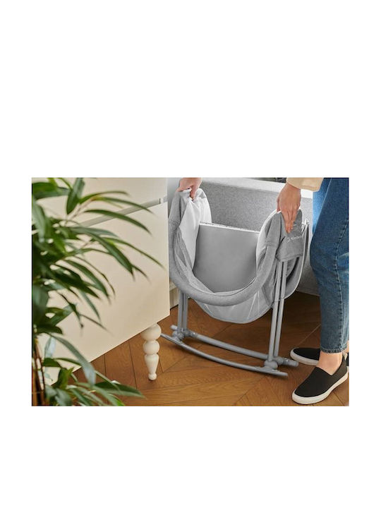 Kinderkraft Cradle Lovi with Mattress and Wheels Grey