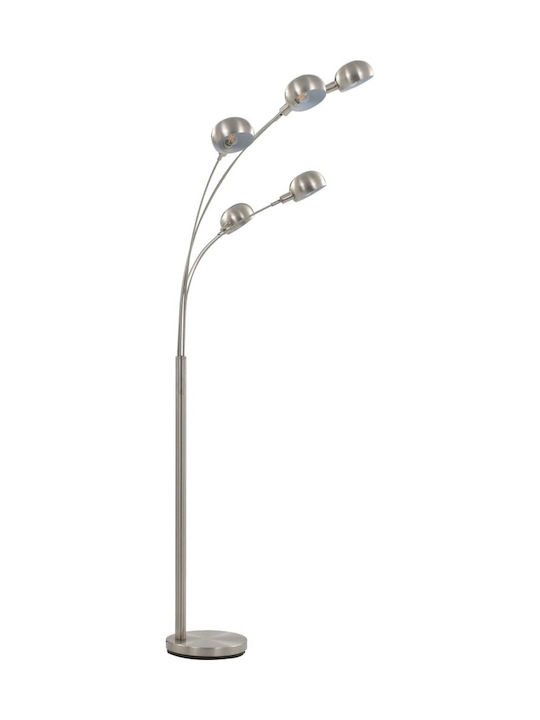 vidaXL Floor Lamp H200xW28cm. with Socket for Bulb E14 Silver