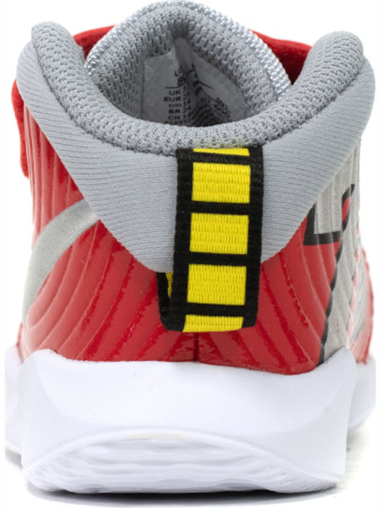 Hustle Team Hustle D 9 Auto TD Kids Sports Shoes Basketball with Hoop & Loop Closure University Red / Metallic Silver