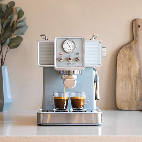 Cecotec Power Espresso 20 Tradizionale Espresso Coffee Machine 1350W 20bar Pressure Light Blue 01575