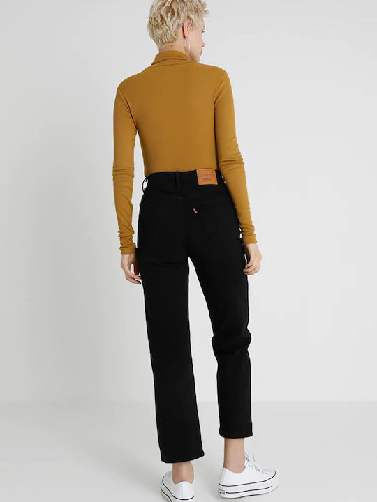 Ribcage High Waist Women's Jean Trousers in Slim Fit Black Heart