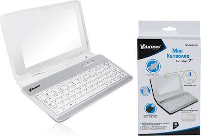 Vakoss Bluetooth Klappdeckel Synthetisches Leder mit Tastatur Englisch US Weiß (Universal 7") TK-542UW