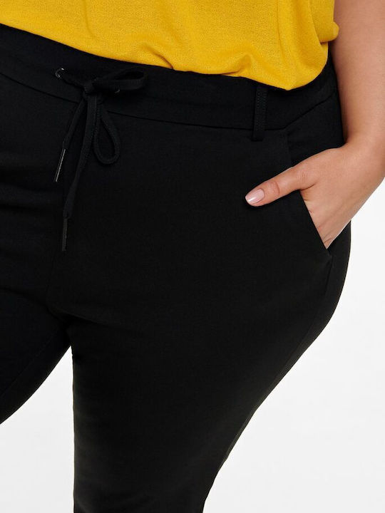 Curvy Solid Colored Γυναικείο Υφασμάτινο Παντελόνι σε Loose Εφαρμογή Μαύρο